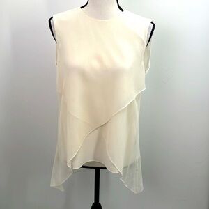 UEC BCBG Maxazria cream colored medium sleeveless blouse